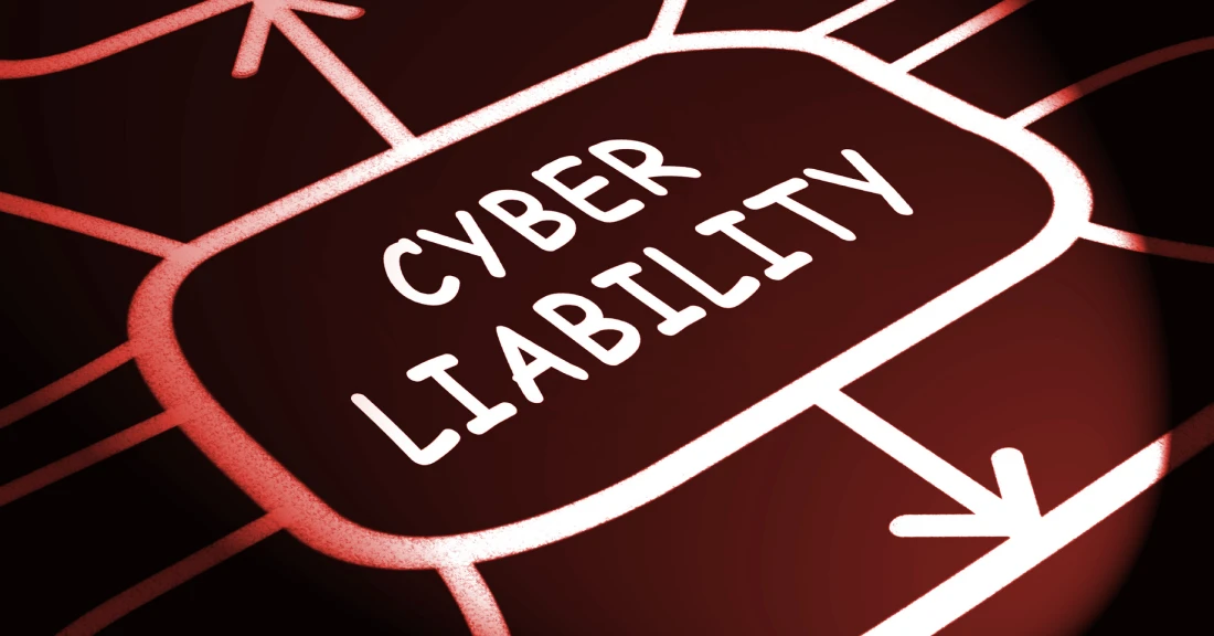 Cyber liability diagram on red background