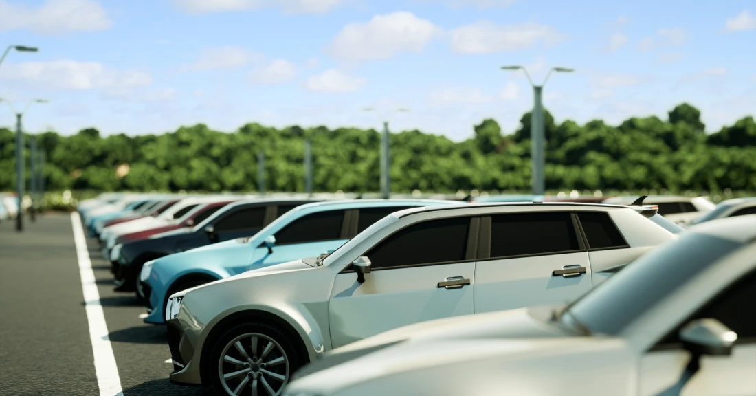 Cars parked in a row